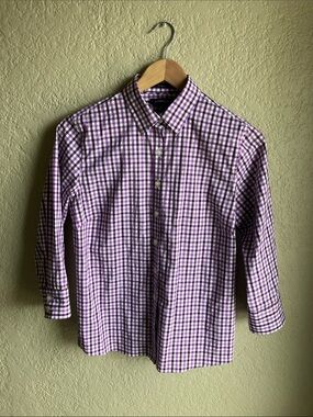 Land’s End gingham blouse NWOT